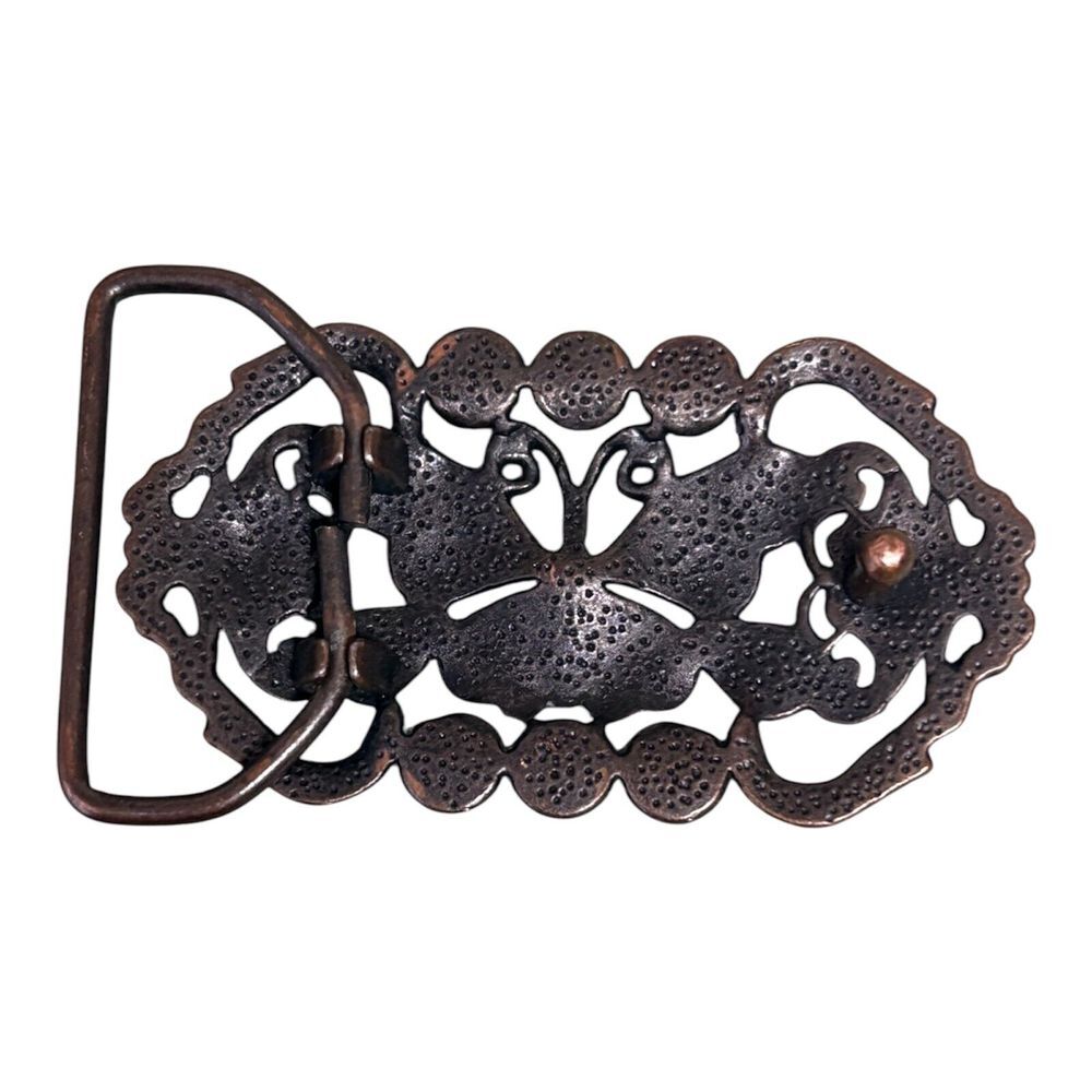 Women's Blue Rhinestone Butterfly Belt Buckle Gun Metal Western Small - Picture 2 of 4